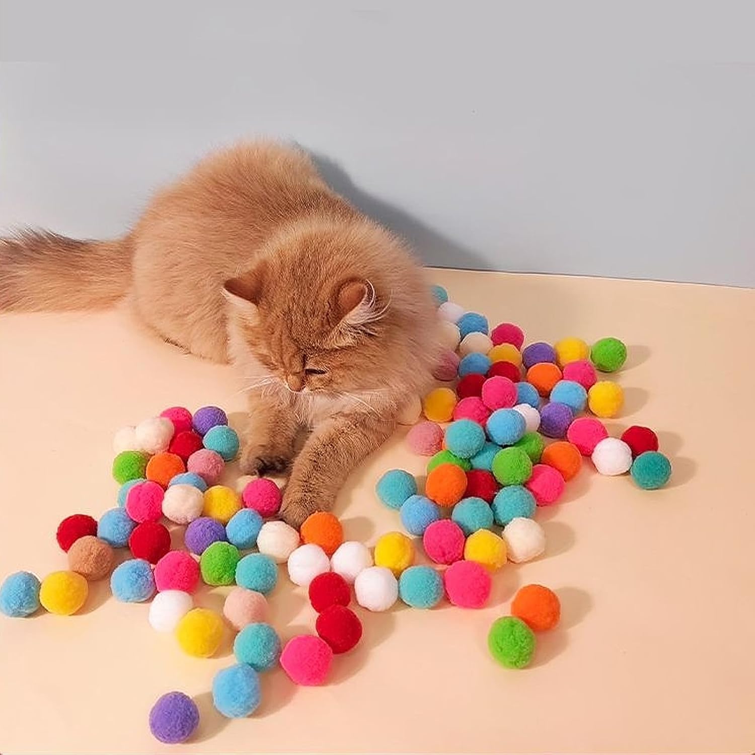 Cat Toy Ball Launcher Gun Cat Fetch Toy Gun Shooter Plush Ball Shooting Gun With 20Pcs Pom Pom Balls  Toys Interactive For Indoor Cats